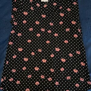 Pleione Black and Pink Polka Dot Flower Women's Sleeveless Top